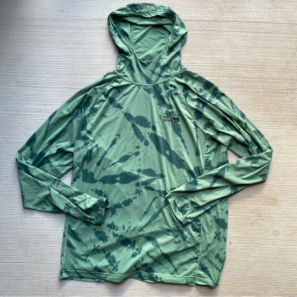 Mountain Hardwear Mens Crater Lake Sun Hoodie Size Large Green *Loose Stitching*